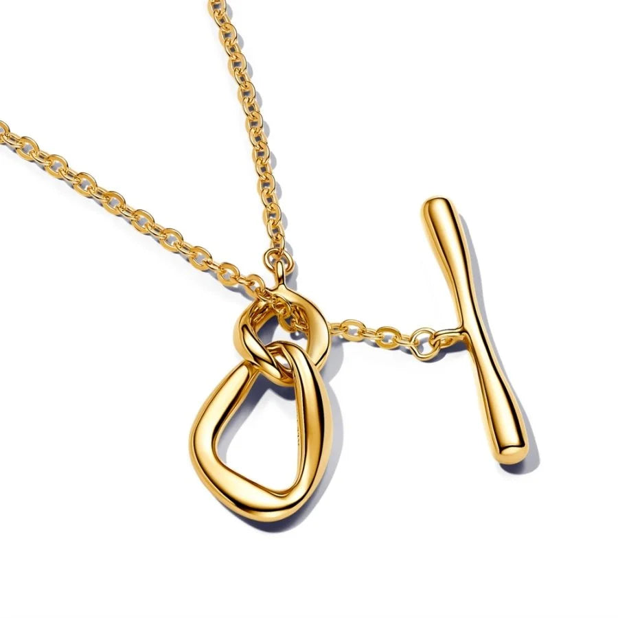 Organically Shaped Circles T-bar Necklace