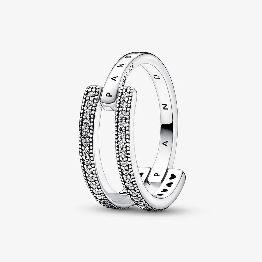 Pandora Signature Double Ring with Pave Setting