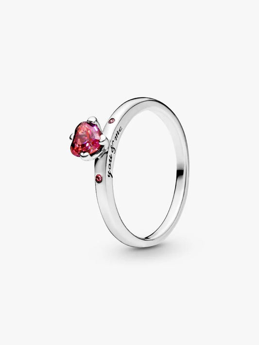 Sparkling Red Heart Ring