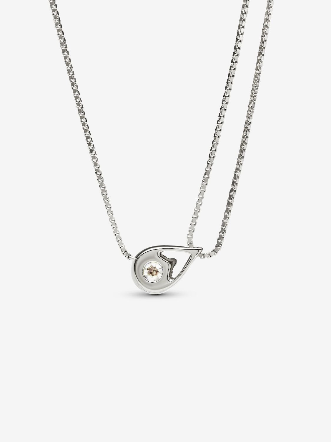 Pandora Infinite 14k White Gold Lab-grown Diamond Double Chain Collier Necklace