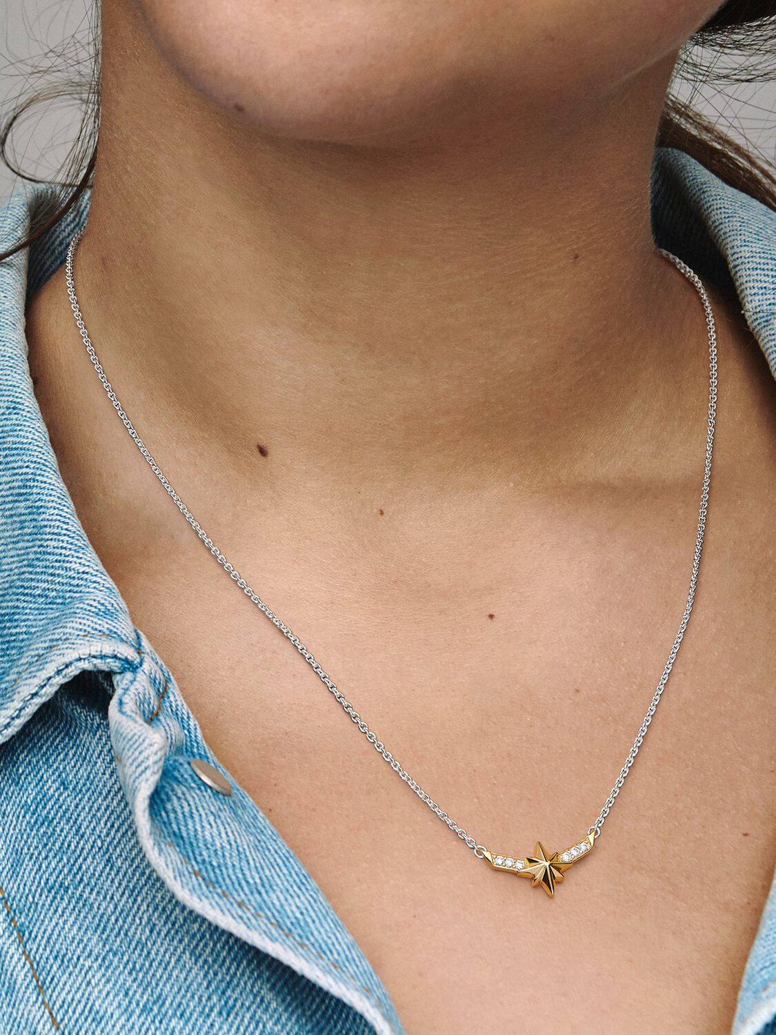 Marvel Captain Marvel Octogram Star Two-Tone Pendant Necklace