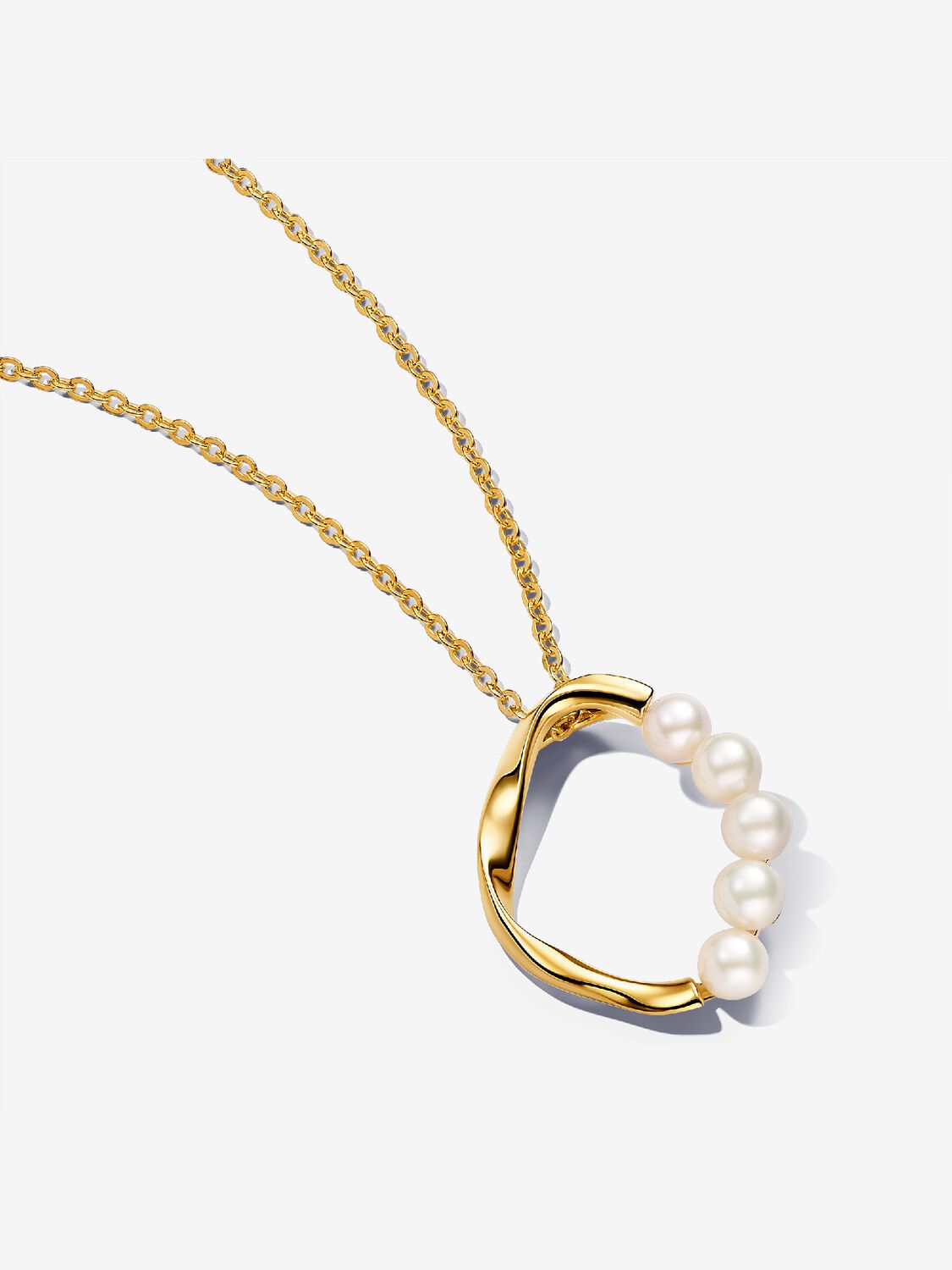 Organically Shaped Circle & Treated Freshwater Cultured Pearls Pendant Necklace