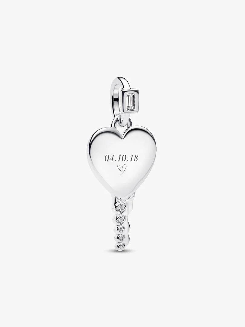 Engravable Heart Key Pendant Sterling silver