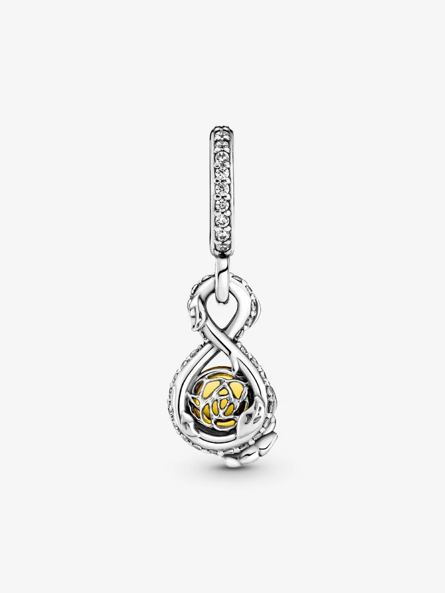 Disney Belle Infinity & Rose Flower Pendant Sterling silver