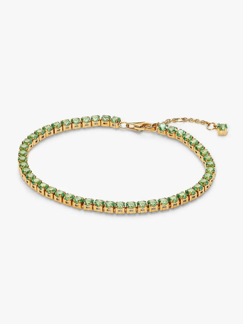 Sparkling Green Tennis Bracelet 14k gold plating