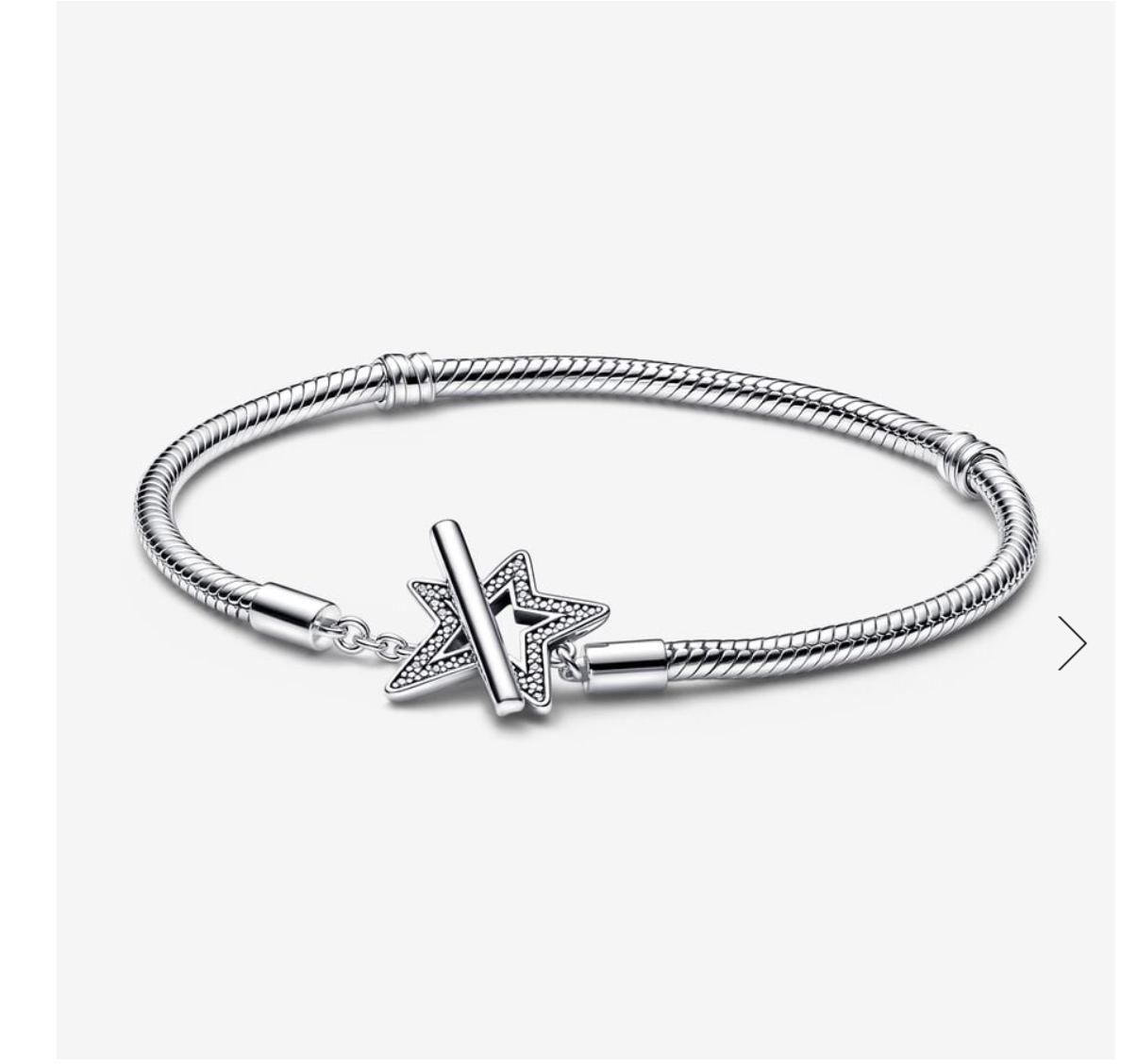 Pandora Moments Asymmetric Star T-bar Snake Chain Bracelet