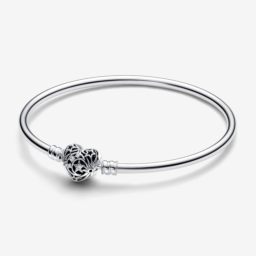 FINAL SALE - Celestial Heart Clasp Bangle Sterling silver