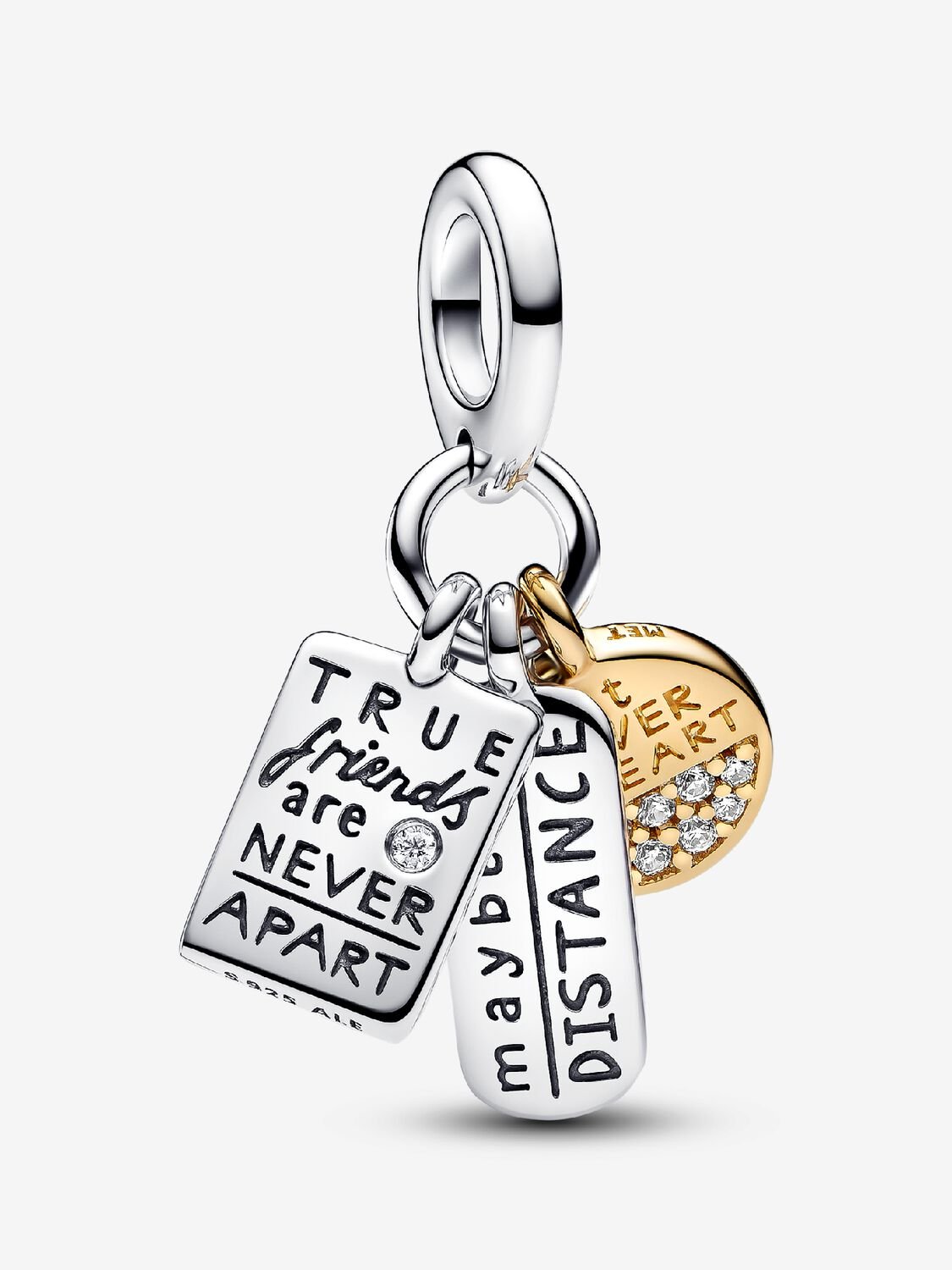Friendship Triple Dangle Charm Sterling silver, 14k gold plating