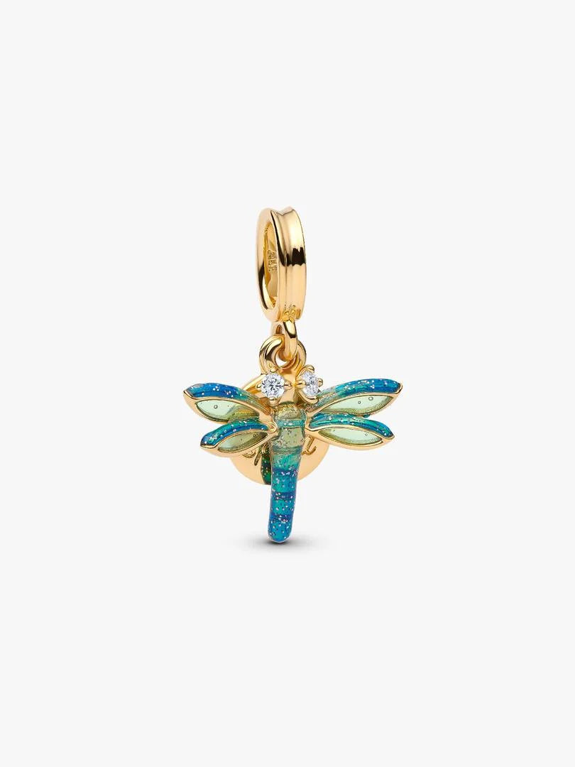 Dragonfly Double Dangle Charm 14k gold plating