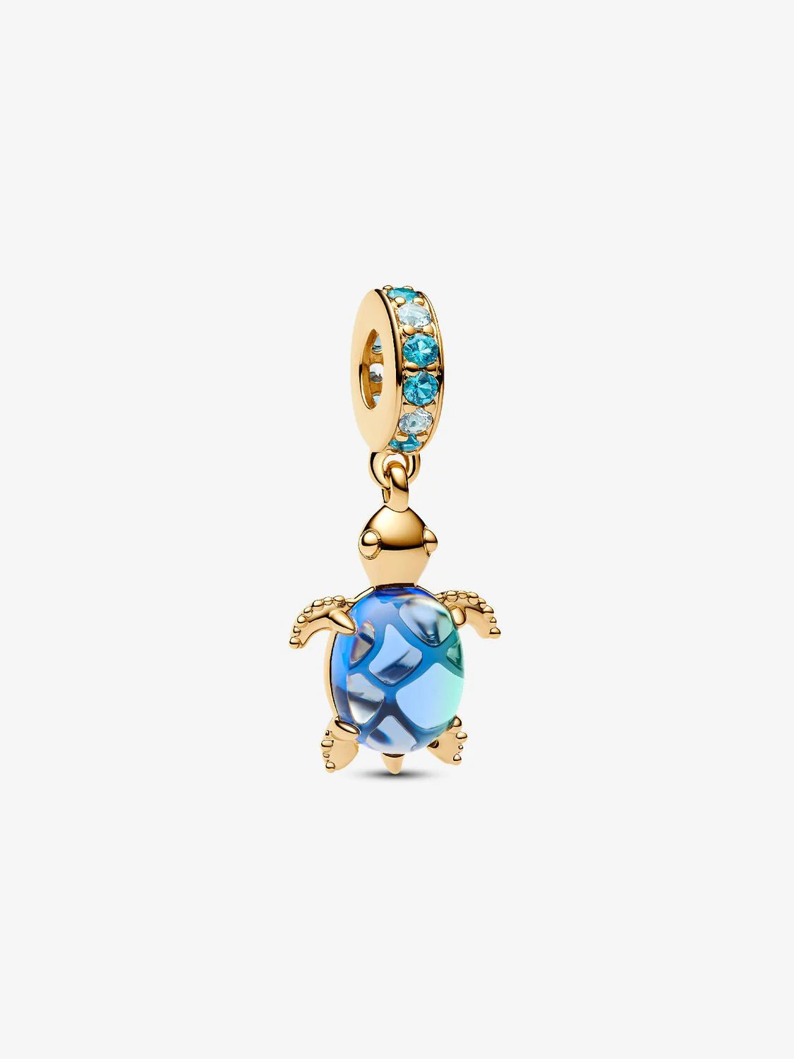 Sea Turtle Murano Glass Dangle Charm 14k gold plating