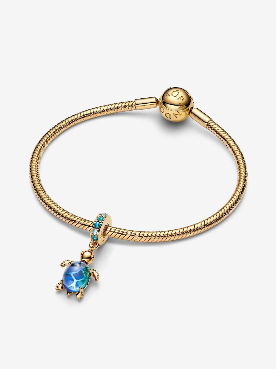Sea Turtle Murano Glass Dangle Charm 14k gold plating