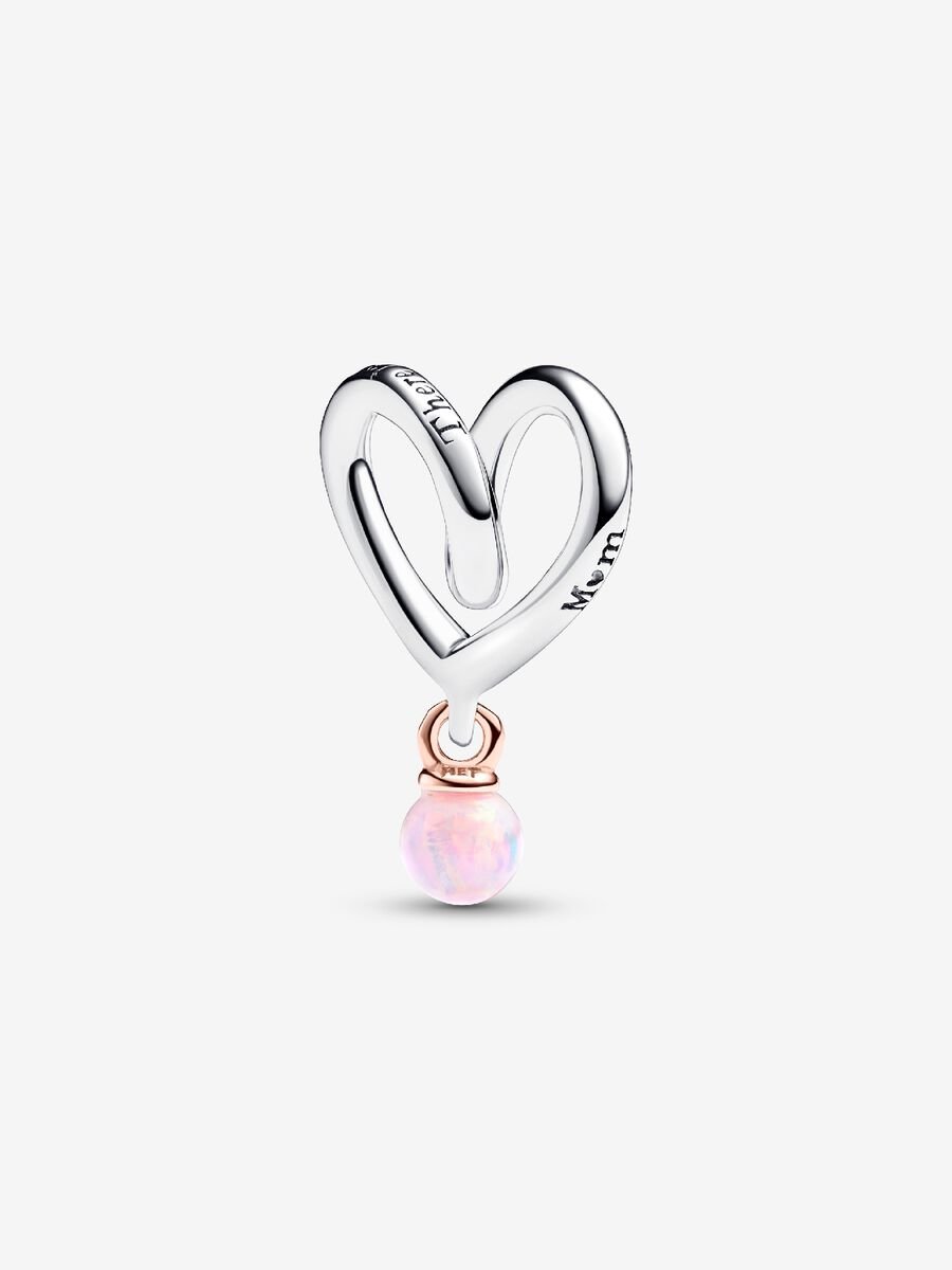 Two-tone Wrapped Heart Charm Sterling silver, 14k rose gold plating