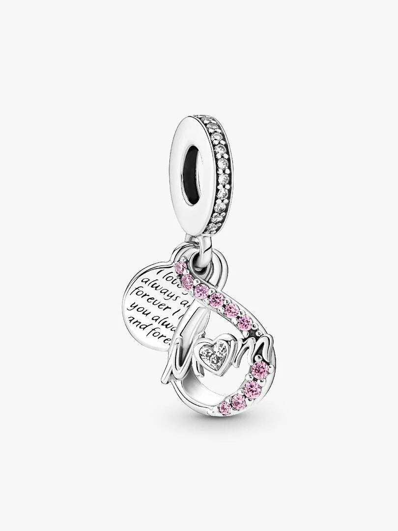 Mum Infinity Pavé Double Dangle Charm Sterling silver
