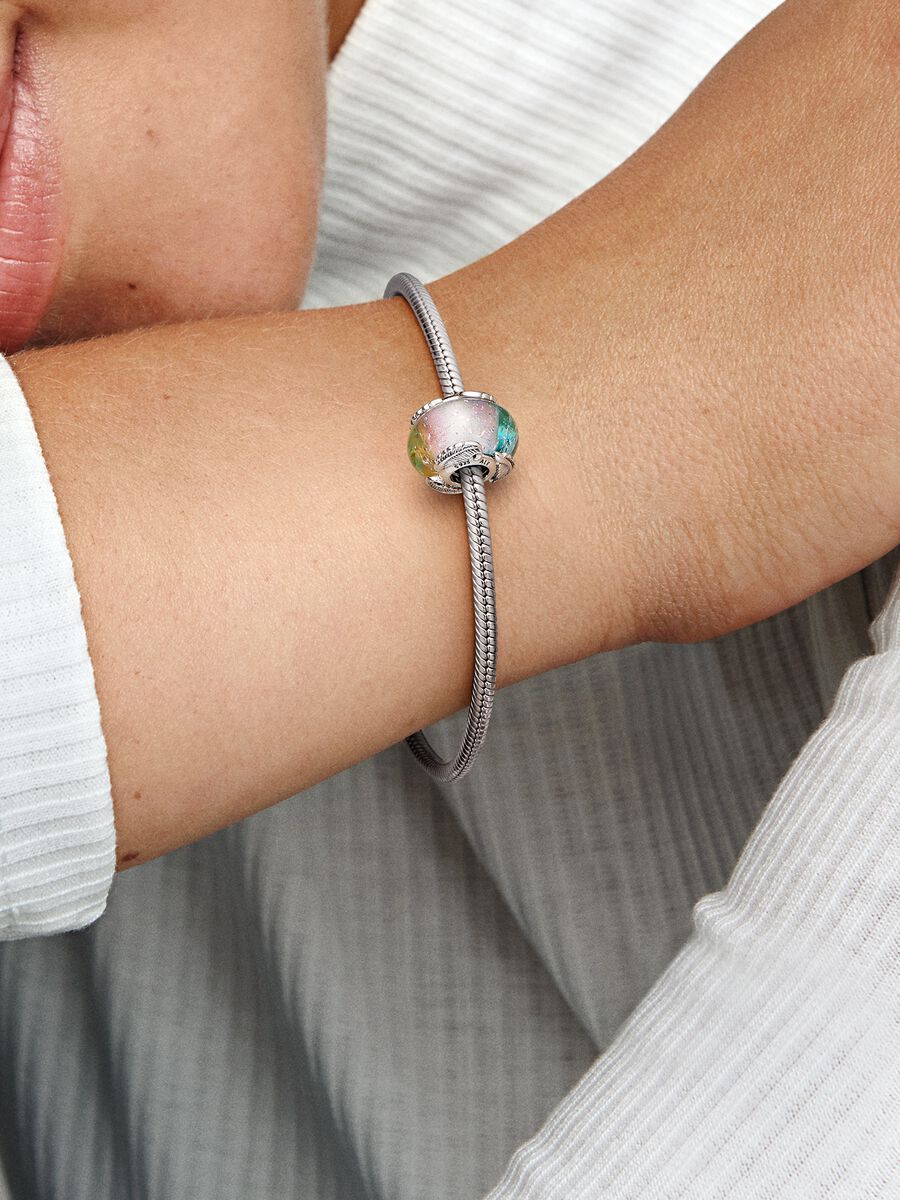 Multicolour Murano Glass & Curved Feather Charm