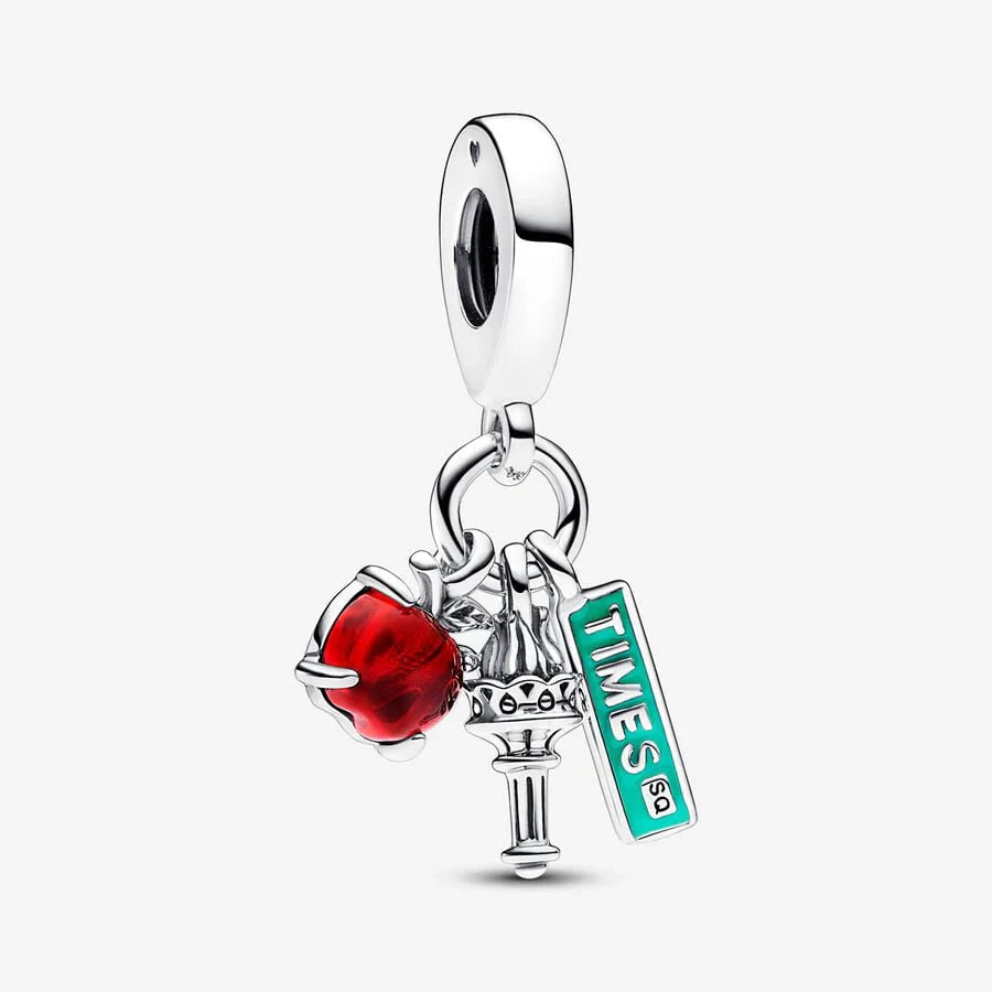 Pandora NYC Apple, Torch and Street Sign Triple Dangle Charm - 792718C01