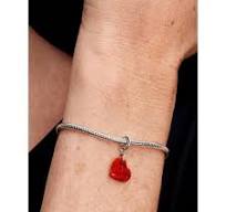 Opalescent Red Heart Dangle Charm