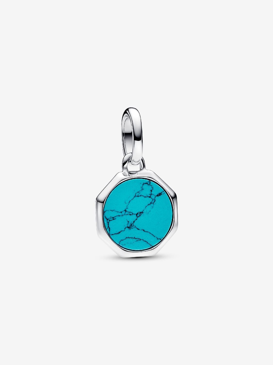 Turquoise-colored Engravable Mini Medallion Charm Sterling silve