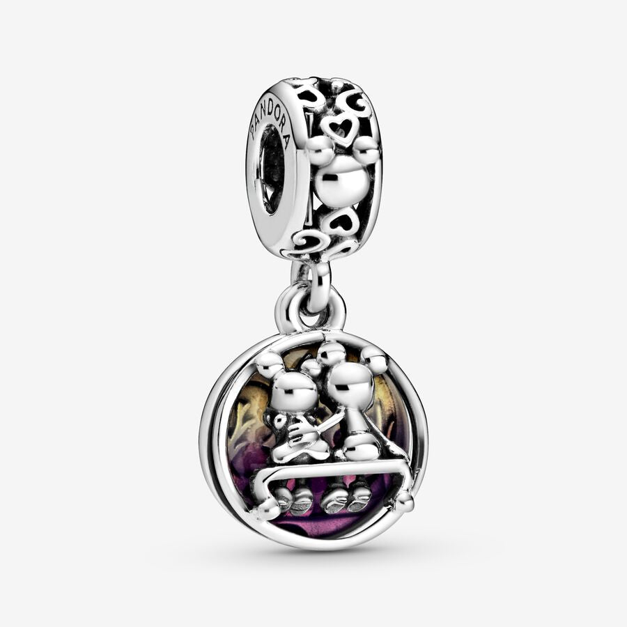 Disney Mickey & Minnie sterling silver dangle with purple enamel