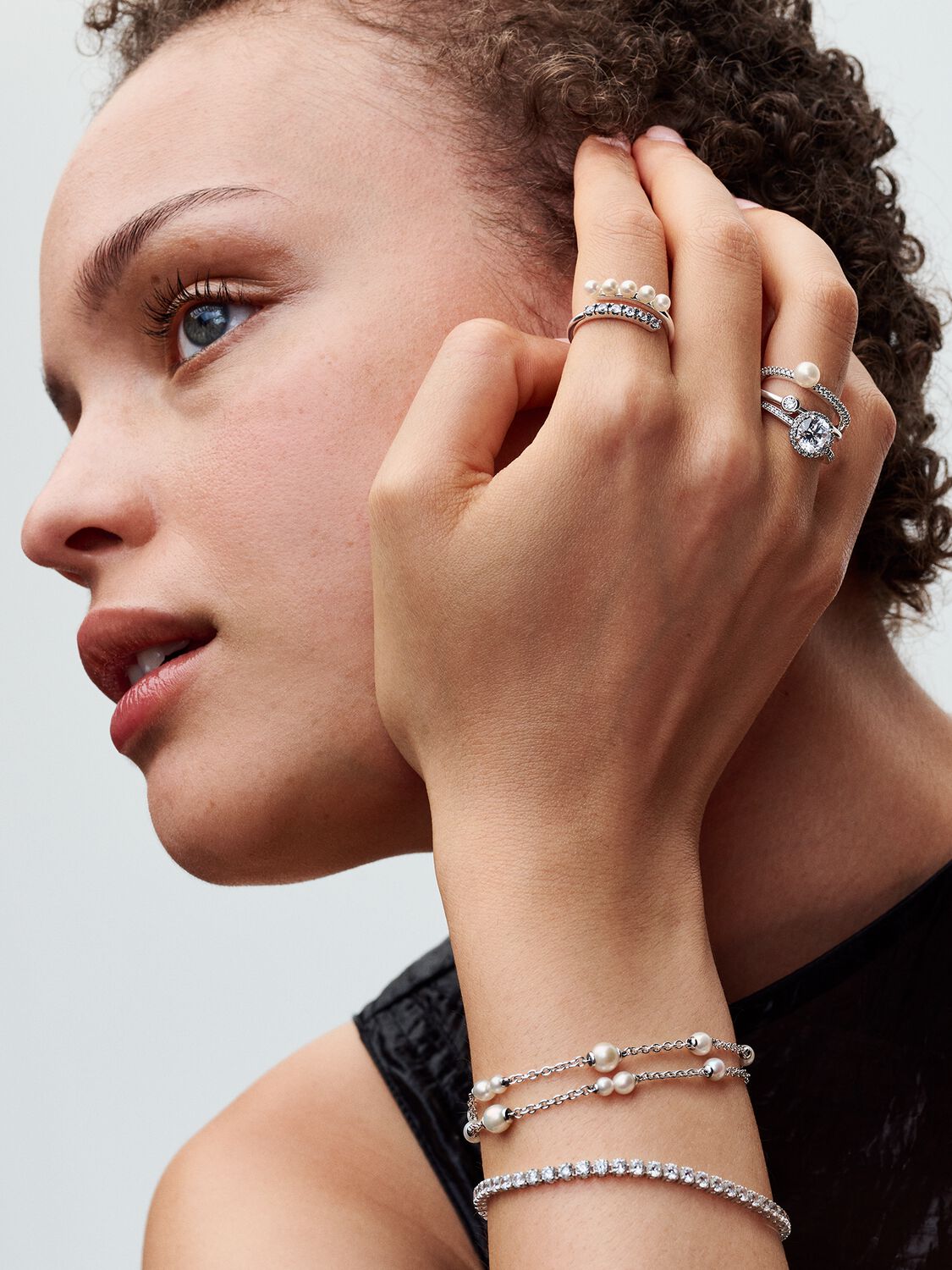 Treated Freshwater Cultured Pearl Station Chain Bracelet
