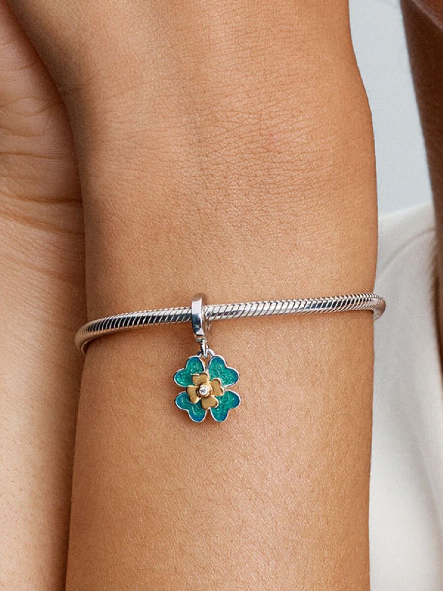 Four-leaf Clover Lab-Created Diamond Pendant Charm