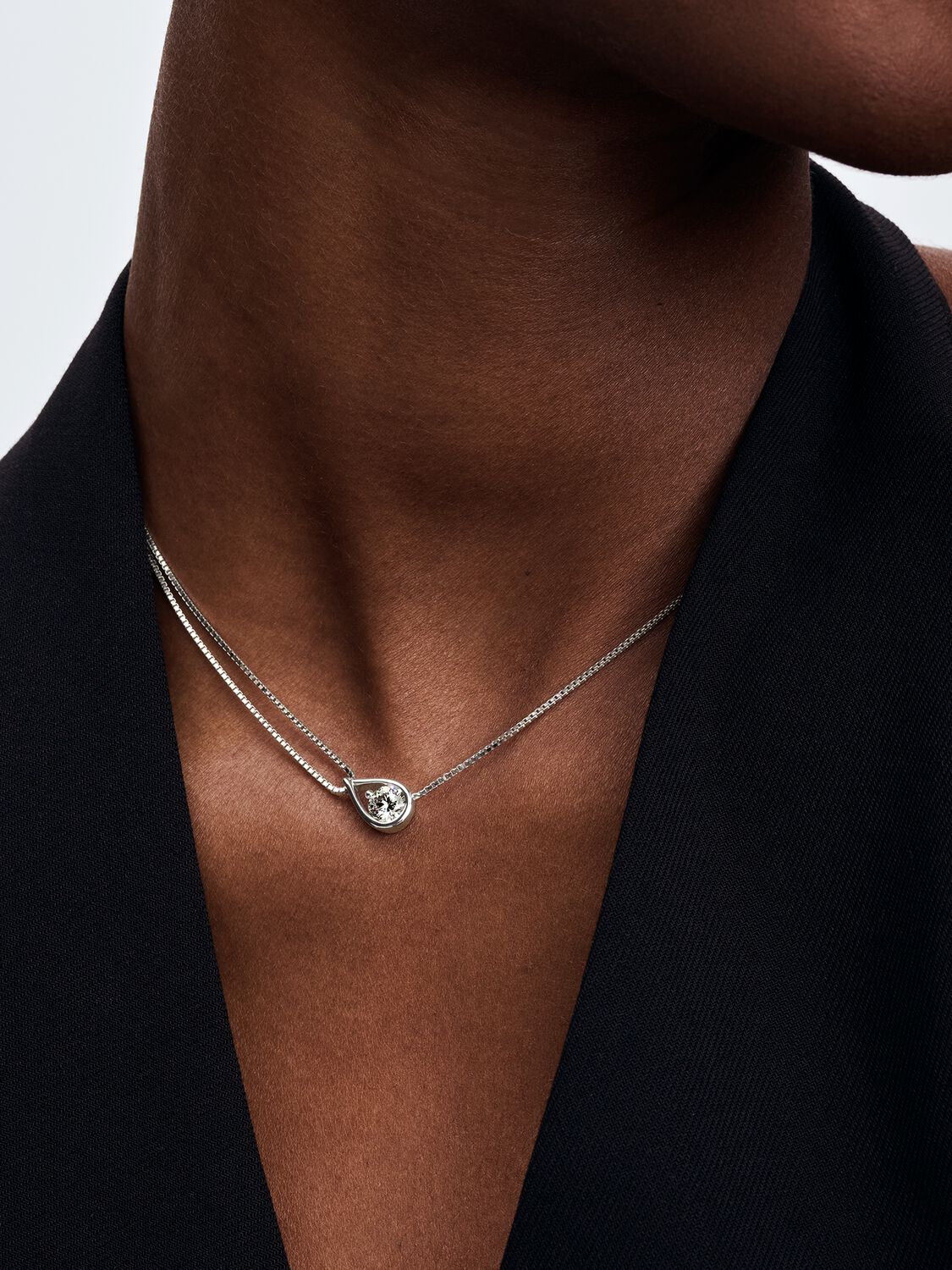 Pandora Infinite 14k White Gold Lab-grown Diamond Double Chain Collier Necklace