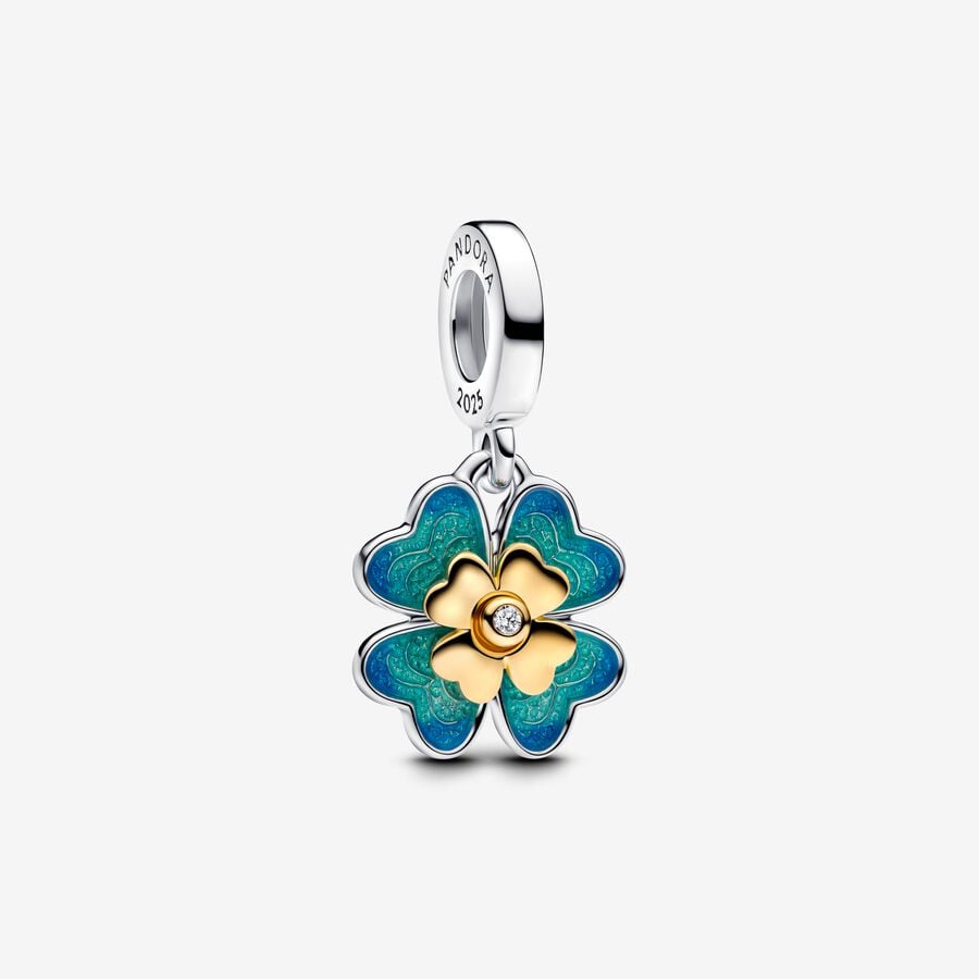 Four-leaf Clover Lab-Created Diamond Pendant Charm