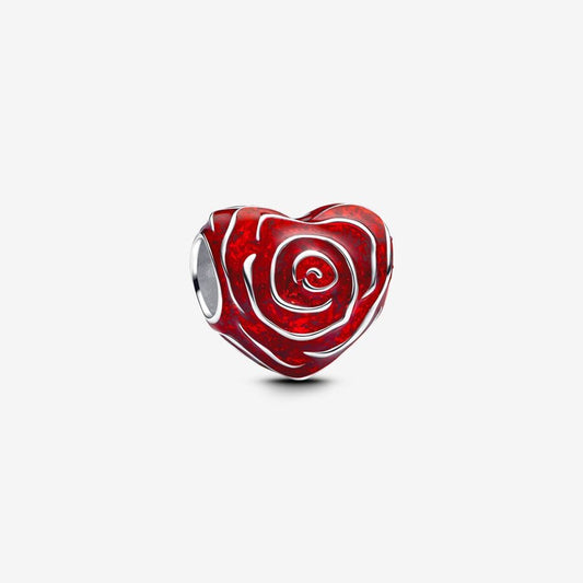 Red Rose Heart Charm