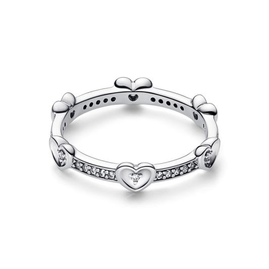 Radiant Sparkling Hearts Ring