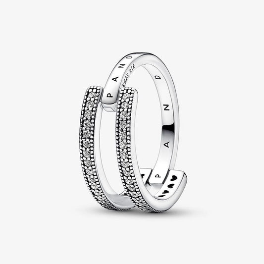 Pandora Signature Double Ring with Pave Setting