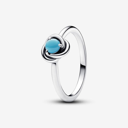 Eternity Circle Ring Set with Turquoise Blue Stone