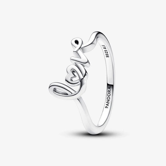 Ring with handwritten word "love"