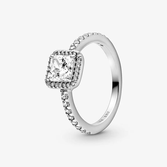 Sparkling square stone ring