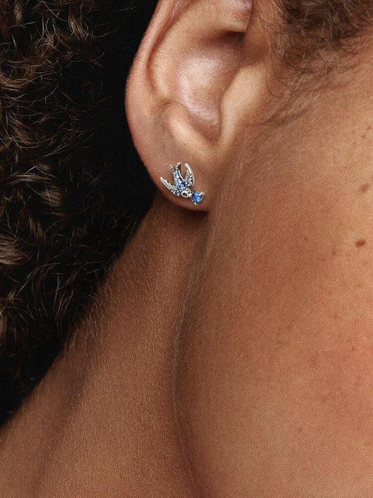 Sparkling Swallow Stud Earrings