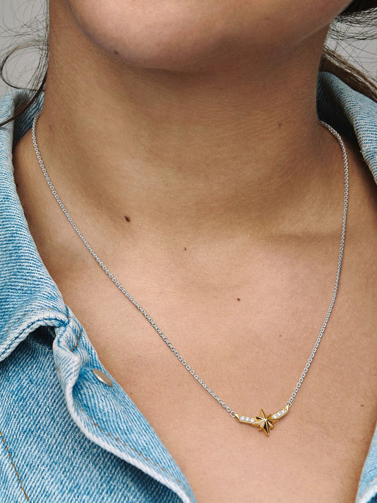 Marvel Captain Marvel Octogram Star Two-Tone Pendant Necklace