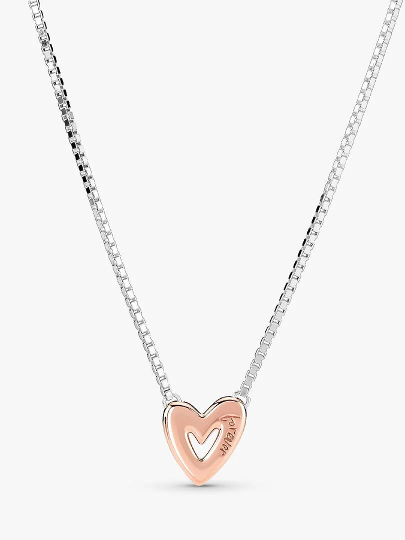 Sparkling Freehand Heart Necklace Sterling silver, 14k rose gold plating