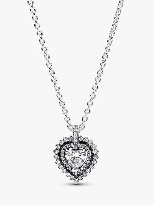 Sparkling Heart Halo Pendant Necklace