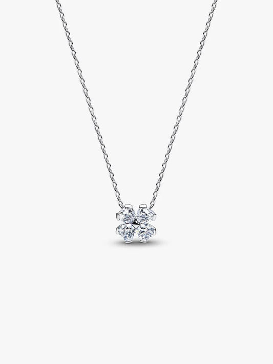 Sparkling Lucky Clover Pendant Necklace Sterling silver