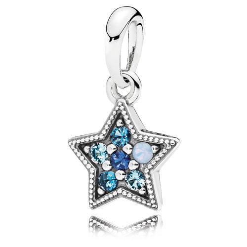 Pandora Star Pendant In Sterling Silver With Swiss Blue