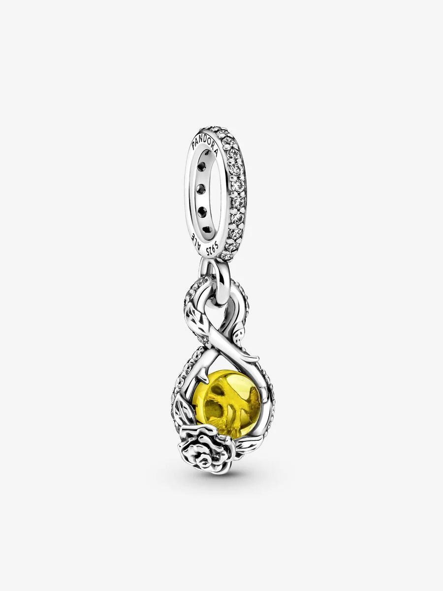Disney Belle Infinity & Rose Flower Pendant Sterling silver