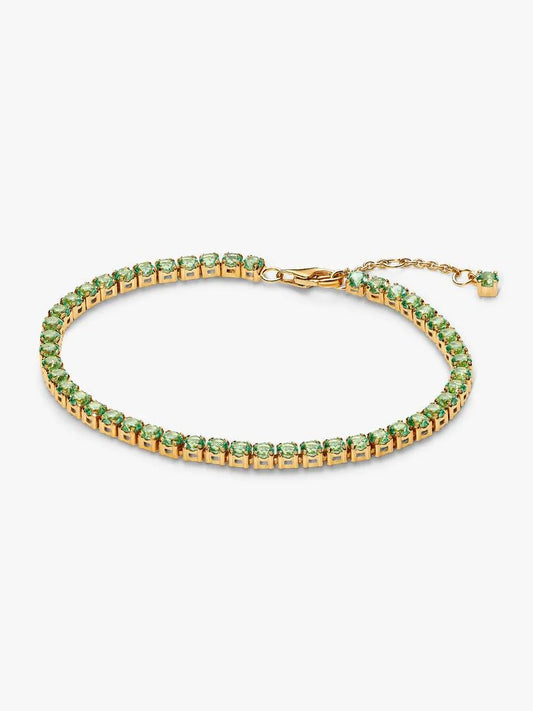 Sparkling Green Tennis Bracelet 14k gold plating
