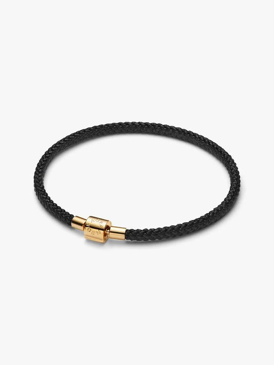 Shimmering Black Cord Bracelet 14k gold platin