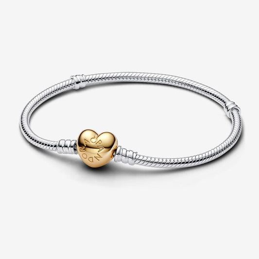 Pandora Moments Heart Clasp Snake Chain Bracelet Sterling silver