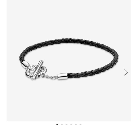 Pandora Moments Braided Leather Bracelet with T-Lock