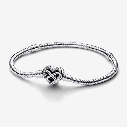 Pandora Moments Sparkling Infinity Heart Clasp Snake Chain Bracelet Sterling silver