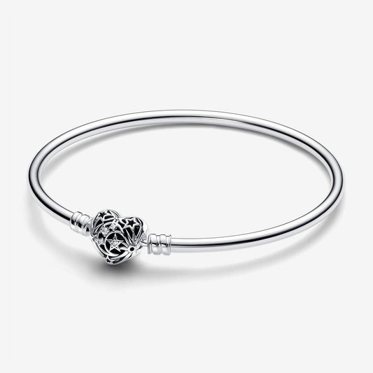 FINAL SALE - Celestial Heart Clasp Bangle Sterling silver
