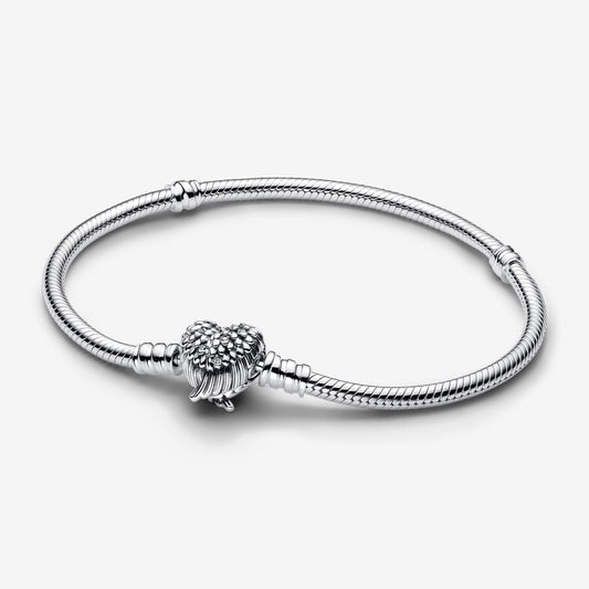 Heart Wings Clasp Snake Chain Bracelet Sterling silver