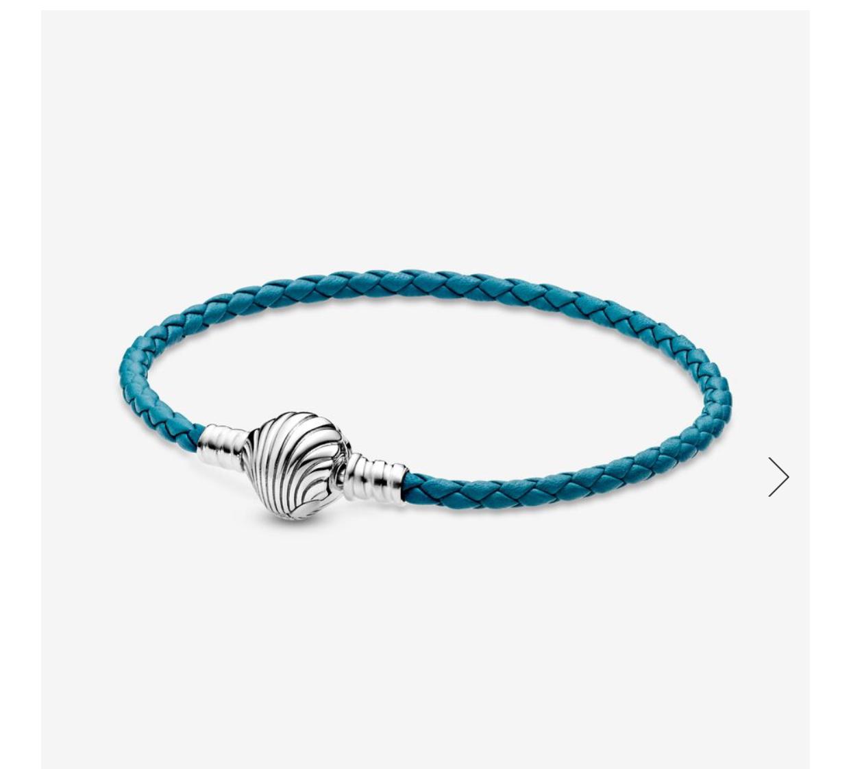 Seashell Clasp Turquoise Braided Leather Bracelet from Pandora Moments