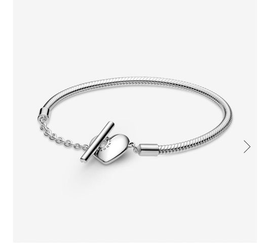 Pandora Moments Heart T-Bar Snake Chain Bracelet