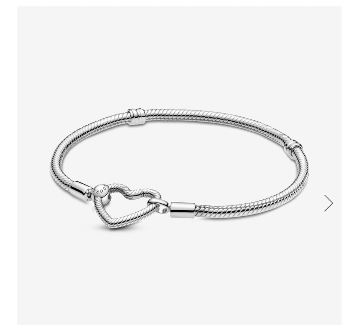 Pandora Moments Heart Closure Snake Chain Bracelet