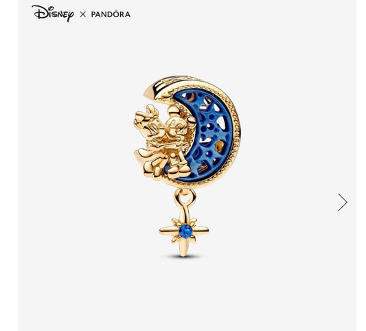 Two-tone Key & Moon Pendant Charm